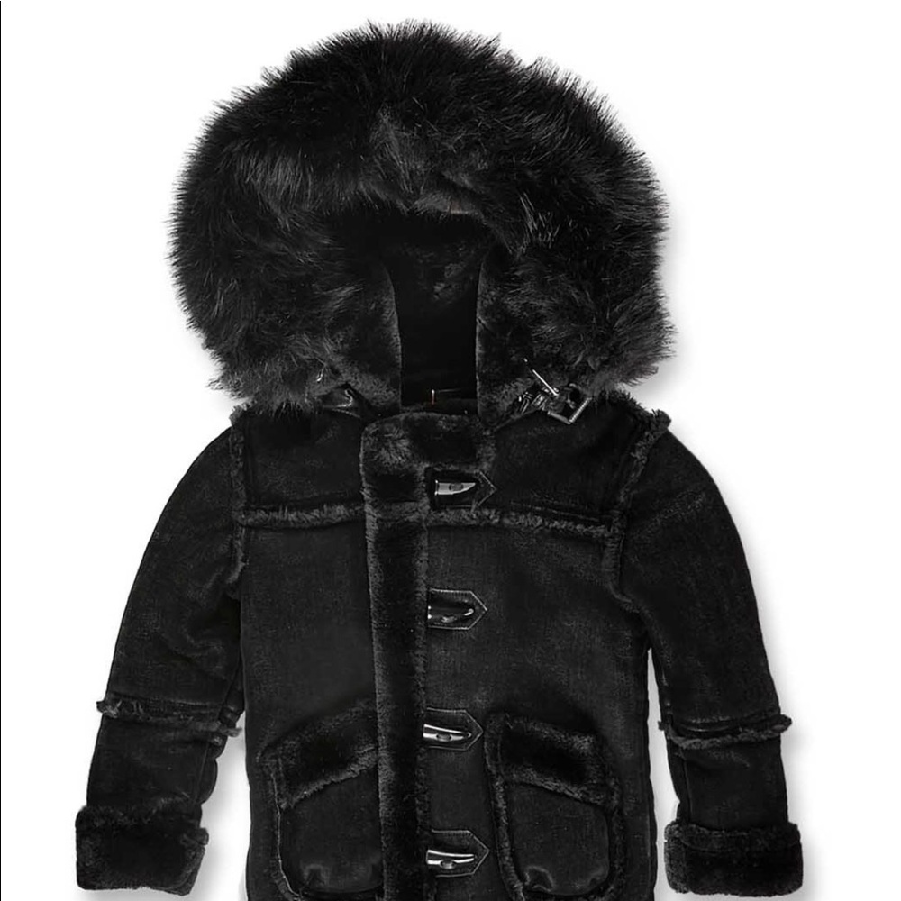 JET BLACK SHEARLING COAT